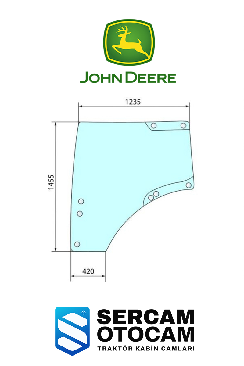 6155R Sol Kapı Camı  John Deere - L212968, L209796, L207691 | Sercam Otocam